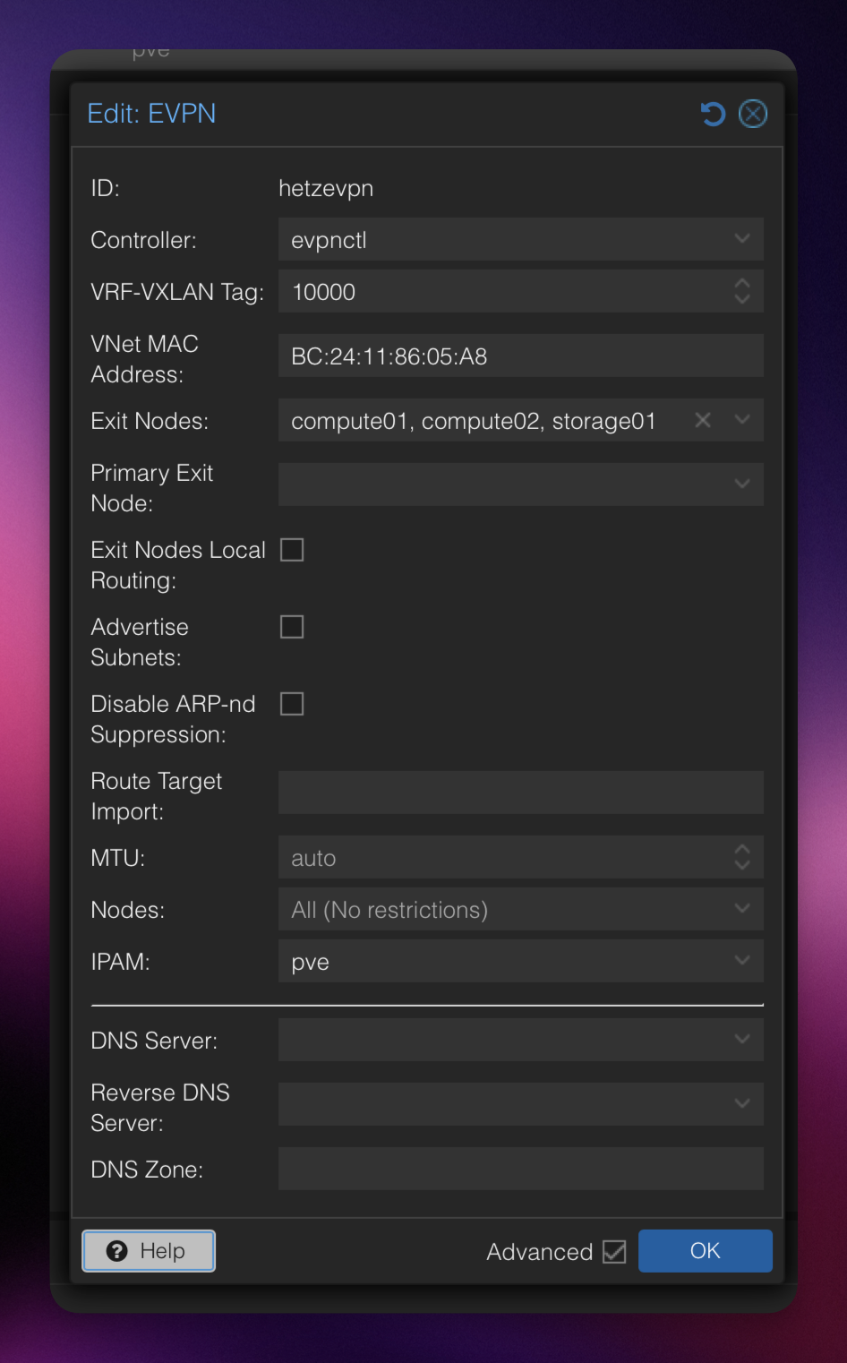 proxmox-sdn-evpn-zone