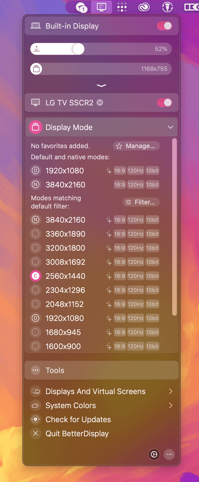 if a certain resolution or scaling option supports 10bit and HDR